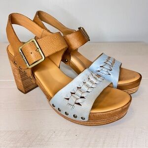 Kork-Ease Pasilla Light Blue Stacked Heel Sandal